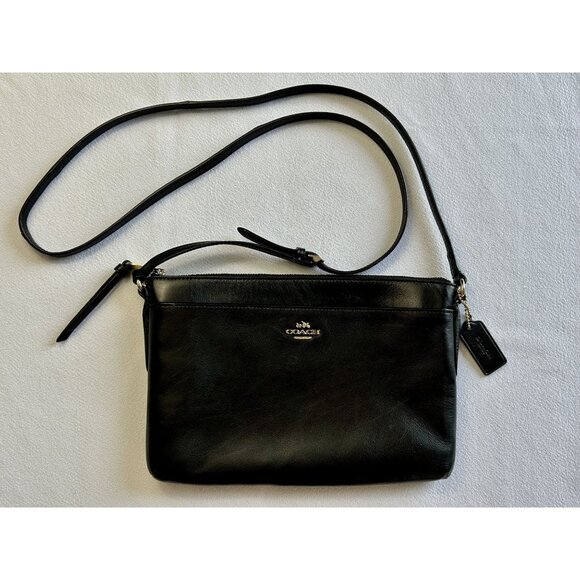 Coach Soft Leather Crossbody Bag in Black - Picture 1 of 6